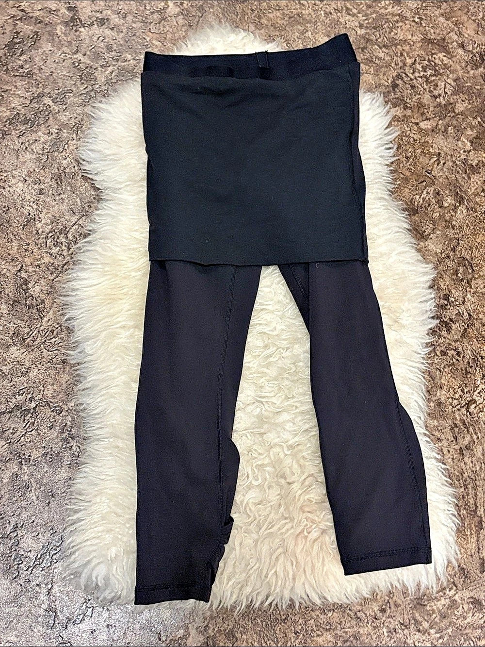 Lululemon A Go Crop Black Skirted Leggings with cutout peekaboo at the calf 4